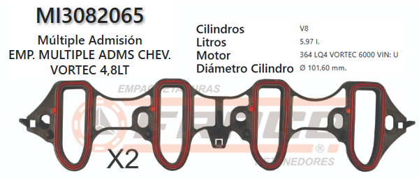 JUNTA DE ADMISION CHEVROLET SILVERADO, SUBURBAN, SIERRA 293 4.8L