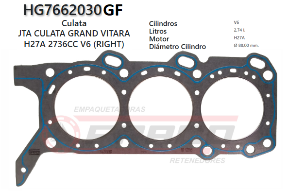 JUNTA DE CULATA SUZUKI GRAND VITARA XL-7 H27A 2.7L 01/UP (DER)