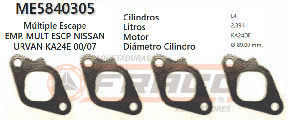 JUNTA DE ESCAPE. NISSAN ALTIMA KA24-DE 2.4 94/UP (4 und)