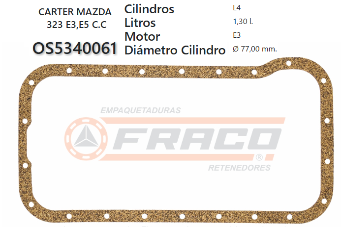 JUNTA DE CRANK MAZDA 323 1.3/1.5 E3/E5 80/98