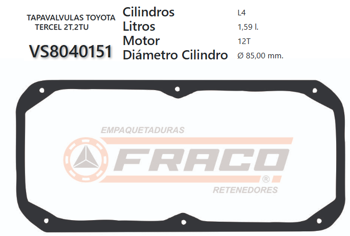 JUNTA DE T/VALVULA TOYOTA COROLLA 2T/3T 70/80