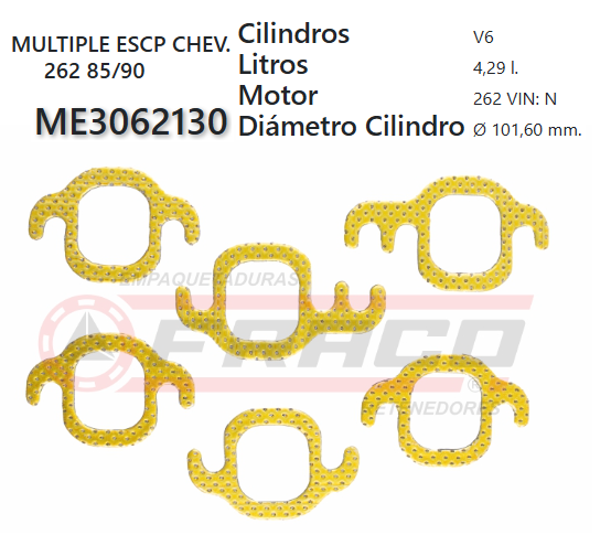 JUNTA DE ESCAPE. CHEVROLET BLAZER 262 85/90 4300cc (PAR)