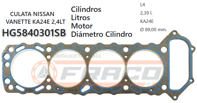 JUNTA DE CULATA NISSAN PICK UP D21 KA24E 2400CC 89/99