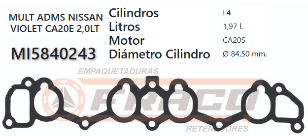 JUNTA DE ADMISION NISSAN STANZA CA18S/CA20S 82/UP
