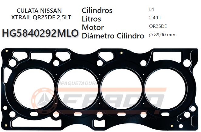 JUNTA DE CULATA NISSAN FRONTIER, ROUGE QR25DE 2.5L 16V 03/UP
