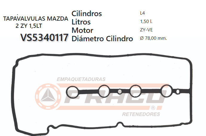 JUNTA DE T/VALVULA MAZDA 2 ZY-VE 1.5L 08/15