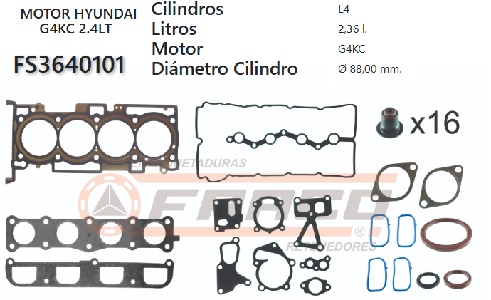 Junta de JUEGO JUNTAS HYUNDAI H100 GK4C 2.4L 08/13