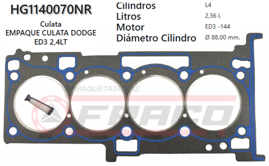 JUNTA DE CULATA CHRYSLER DODGE, PATRIOT, ED3, 2.4L, 07UP
