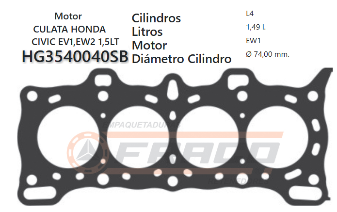 JUNTA DE CULATA HONDA CICVIC EW1 1500CC 83ON