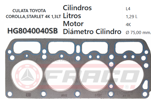 JUNTA DE CULATA TOYOTA STARLET 4K 1.3 78/83