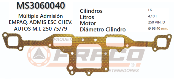 JUNTA DE ESCAPE. CHEVROLET PICKUP C10 250 4.1L 75/79