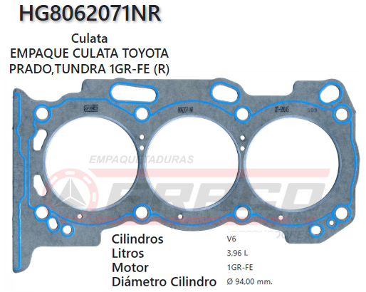 JUNTA DE CULATA TOYOTA RUNNER/ TACOMA 1GR-FE 06/09 (R)