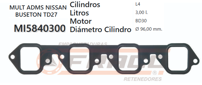 JUNTA DE ADMISION NISSAN TRUCK / FRONTIER TD27 / QD30/32