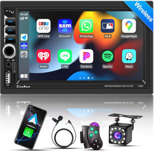 Inalámbrico Apple CarPlay Doble Din, 7" Coche Bluetooth 5.2, Radio Coche FM, IPS 1024*600