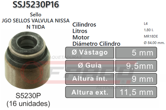 JUNTA DE SELLOS VALV NISSAN TIIDA / QASHQAI MR18 / MR20 1,8 / 2.0L 07/11