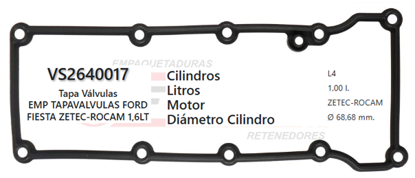 JUNTA DE T/VALVULA FORD KA FIESTA, ZETEC, ROCAM, 1.6L, 01/04