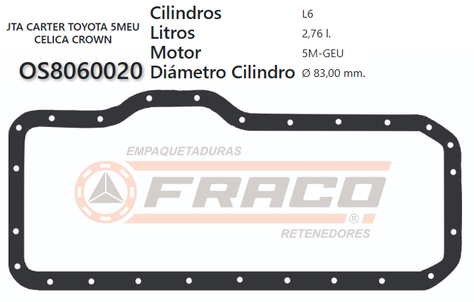 JUNTA DE CRANK TOYOTA SUPRA 5M-GEU/7M-GE 81/93  CORCHO