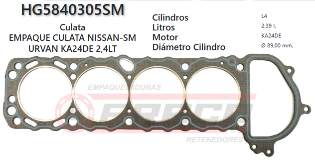 JUNTA DE CULATA NISSAN URBAN, FRONTIER, ALTIMA KA24E DOHC 2.4 89/ (S