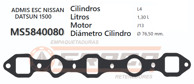 JUNTA DE ADM Y ESCAPE NISSAN PICK UP J15 16/18 81 UP.