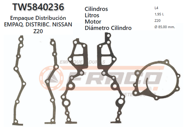 JUNTA DE DIST/SELLOS NISSAN VANNETE Z20/Z22 (SET DISTRIBUCION)