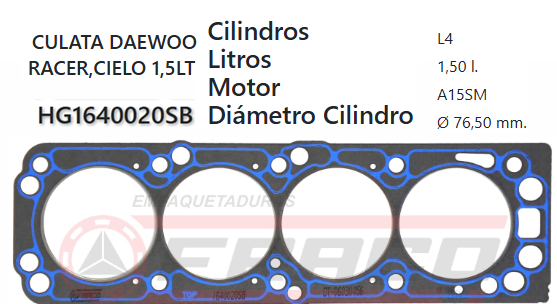 JUNTA DE CULATA DAEWOO RACER 1.5 LANOS