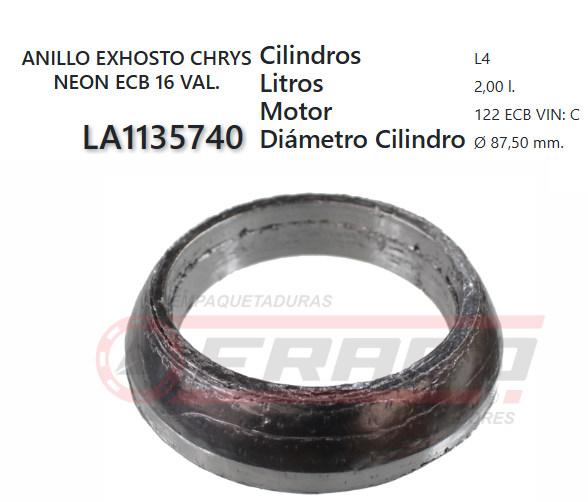JUNTA DE MUFFLER DODGE CHRYSLER NEON 2.0 ECB