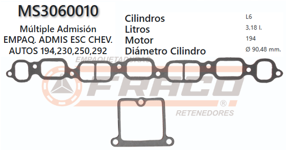 JUNTA DE ESCAPE. CHEVROLET PICKUP C10, C20 230 3.8L 63/70