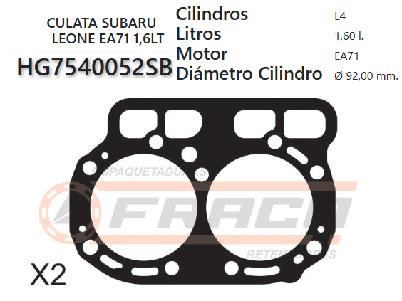 JUNTA DE CULATA SUBARU 1600cc EA71 79/93