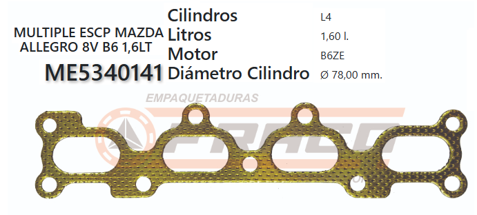 JUNTA DE ESCAPE. MAZDA ALLEGRO/SEPHIA B6ZE 16VAL.98/UP 1600cc