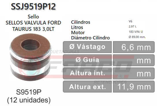 JUNTA DE SELLOS VALV FORD RANGER, 183, 3.0L, 91/99 (12 UND)