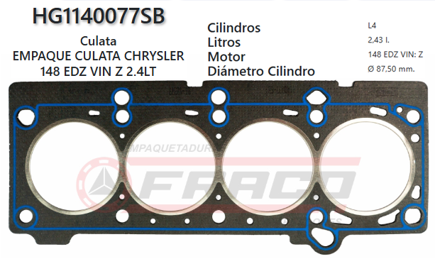 JUNTA DE CULATA CHRYSLER JEEP LIBERTY EDB 2.4L 02/06
