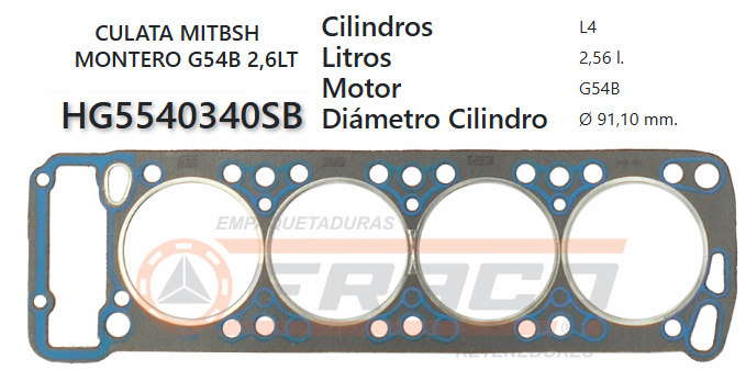JUNTA DE CULATA MITSUBISHI MONTERO G54B 2.6 88UP