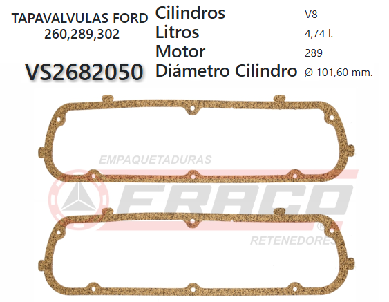JUNTA DE T/VALVULA FORD MUSTANG 4.2, 4.7, 5.0 62/82