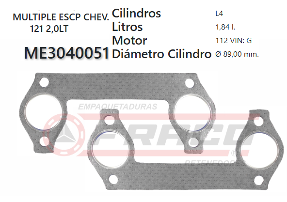 JUNTA DE ESCAPE. CHEVROLET 112-121 OVh 1.8 (2 UND)