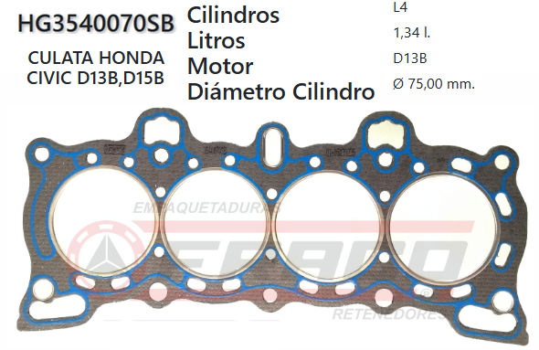 JUNTA DE CULATA HONDA CIVIC 1.3 87/94 D13/D15B.