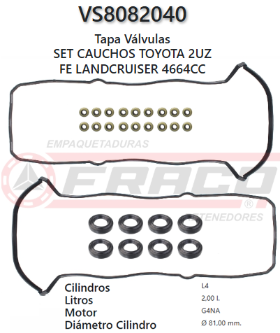 JUNTA DE T/VALVULA TOYOTA LEXUS 2UZ-FE GX/LX470 4.7L 98/05