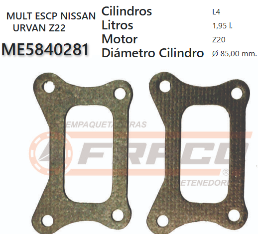 JUNTA DE ESCAPE. NISSAN PICK UP Z24 86/90 (X2)