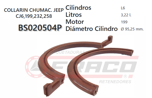Junta de RETENEDORA JEEP CHEROKEE 199/232/258/ 3.3/3.8/4.0/4.2