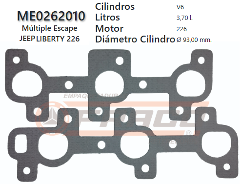 JUNTA DE ESCAPE. JEEP/ DODGE GRAND CHEROKEE, LIBERTY 226 3.7 02/UP (PA