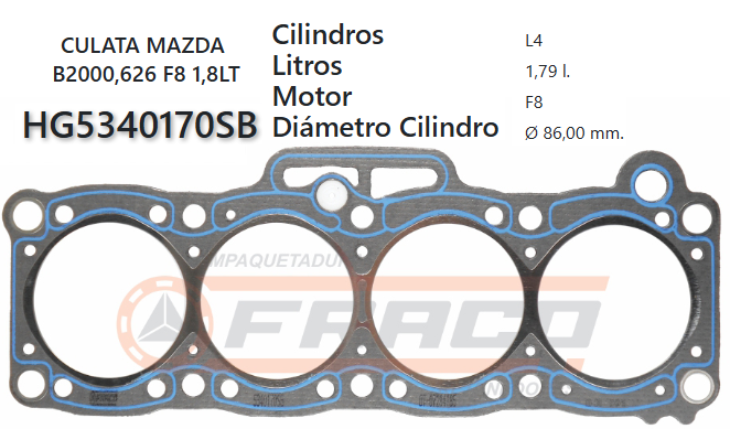 JUNTA DE CULATA MAZDA F8 626 1.8 83/88 B2000