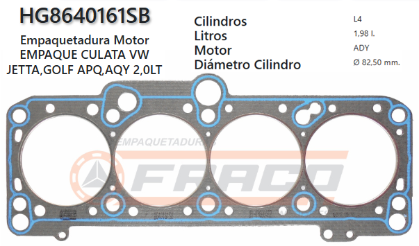 JUNTA DE CULATA VOLKSWAGEN GOLF, JETTA, APQ/AQY 1.8L, 84/92