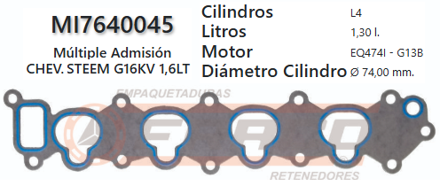 JUNTA DE ADMISION SUZUKI BALLENO G16B 95/UP