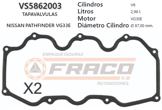 JUNTA DE T/VALVULA NISSAN PATHFINDER, PICK UP D21 VG30 3.0 85/87