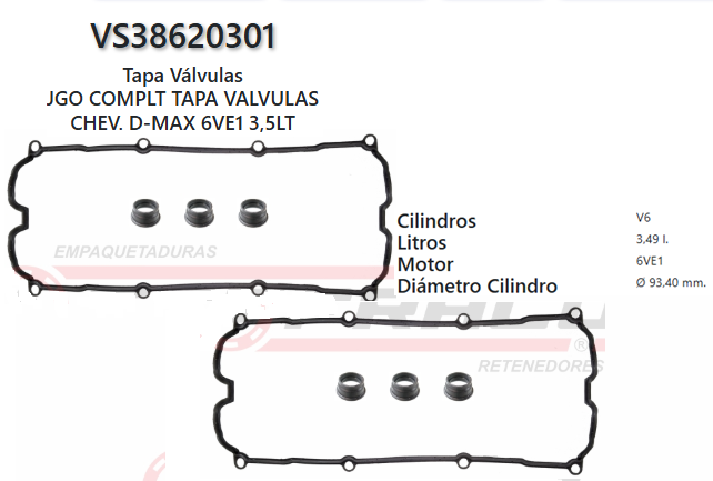 JUNTA DE T/VALVULA HONDA PASSPORT/ACURA 6VE1 DOHC 3.2/3.5L 01/08 (2und) SET