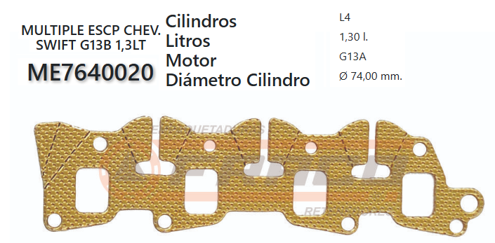 JUNTA DE ESCAPE. SUZUKI G13A/B 85/89