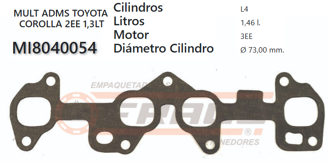 JUNTA DE ADMISION TOYOTA TERCEL 2E/3E 84/90
