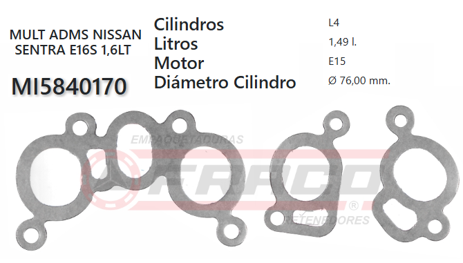 JUNTA DE ADMISION NISSAN SENTRA E13/E15 82/88