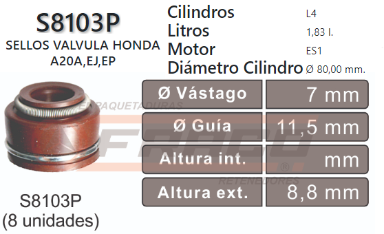 JUNTA DE SELLOS VALV HONDA CIVIC EW1 (UND)