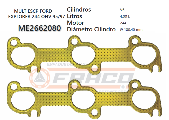 JUNTA DE ESCAPE. FORD EXPLORER 244 4.0 90/99 (2 und.)