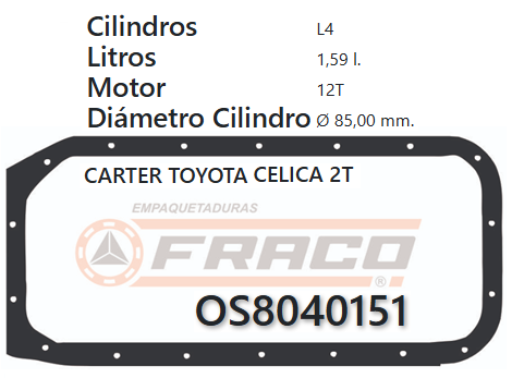 JUNTA DE CRANK TOYOTA COROLLA MODEL F 2/3T/2Y/3/4Y 72/82 8VAL